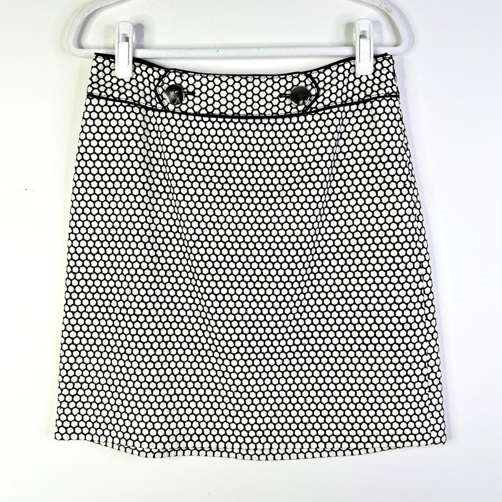 Ann Taylor Skirt Women 8 Petite Black White Silk Classic Boho Academia Corpcore